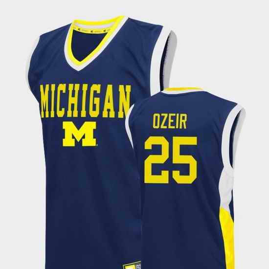 Men Michigan Wolverines Naji Ozeir Blue Fadeaway College Basketball Jersey